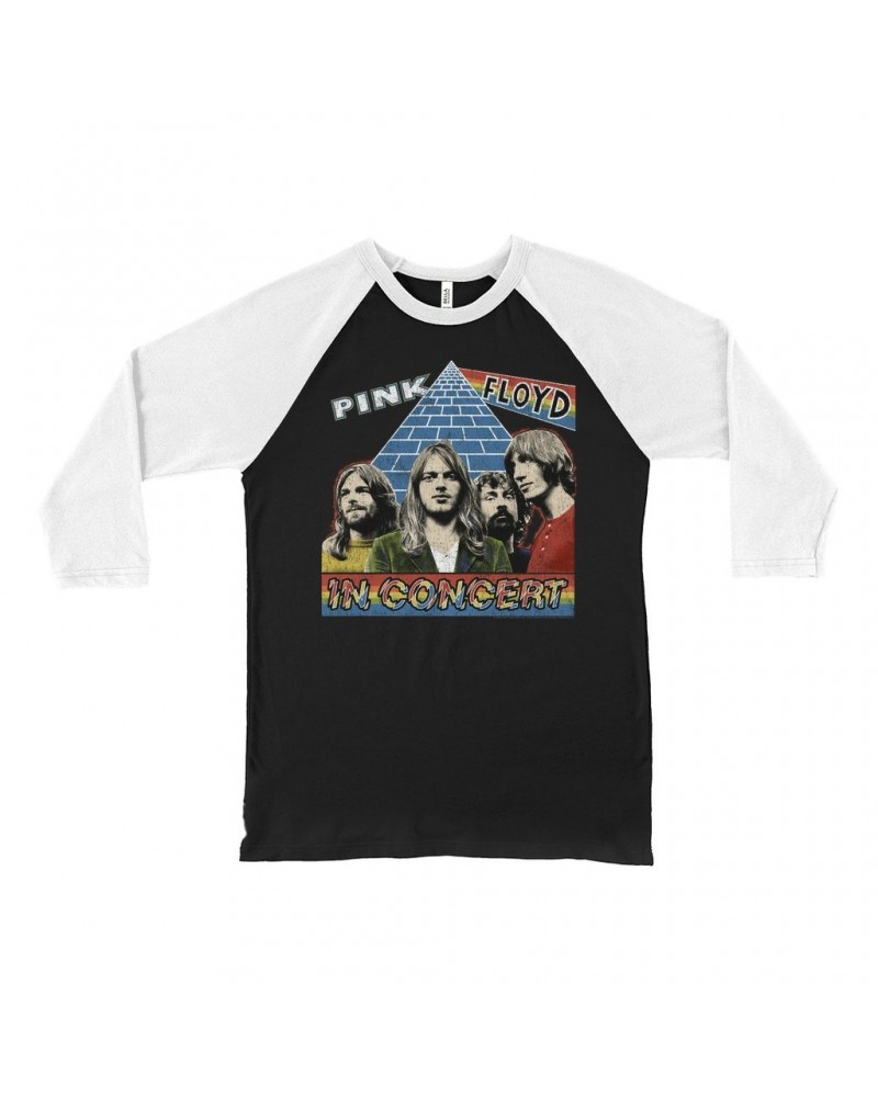Pink Floyd 3/4 Sleeve Baseball Tee | Dark Side Of The Moon In Concert Distressed Shirt $12.58 Shirts