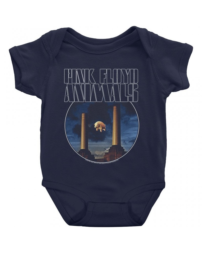 Pink Floyd Baby Short Sleeve Bodysuit | Animals Album Blue Image Bodysuit $6.18 Kids