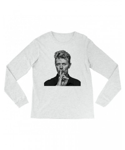David Bowie Heather Long Sleeve Shirt | Bowie Black And White Photo Shirt $9.58 Shirts