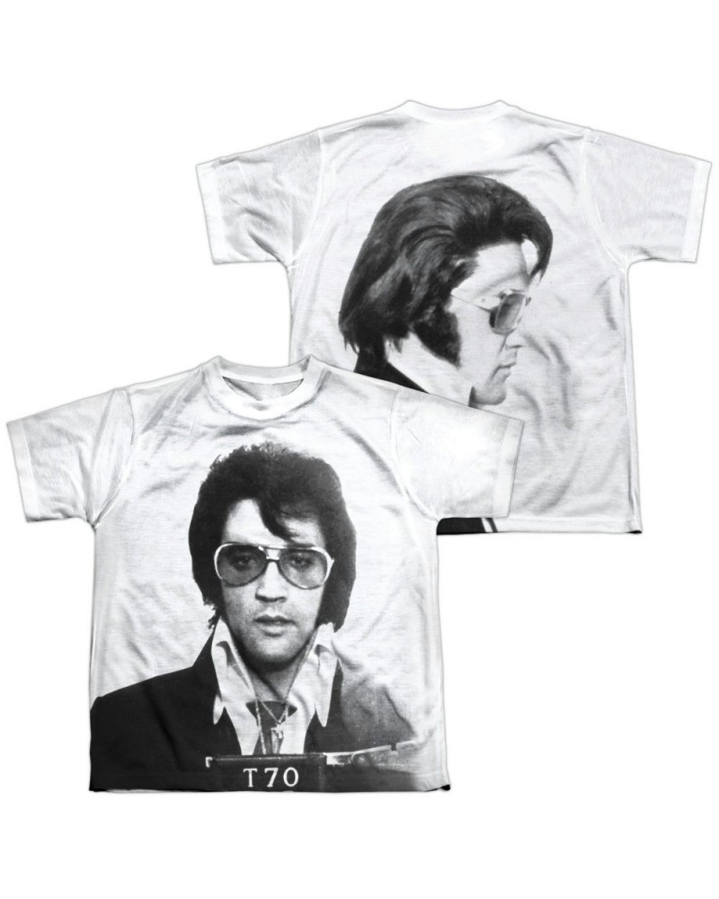 Elvis Presley Youth Shirt | MUGSHOT (FRONT/BACK PRINT) Sublimated Tee $7.56 Kids