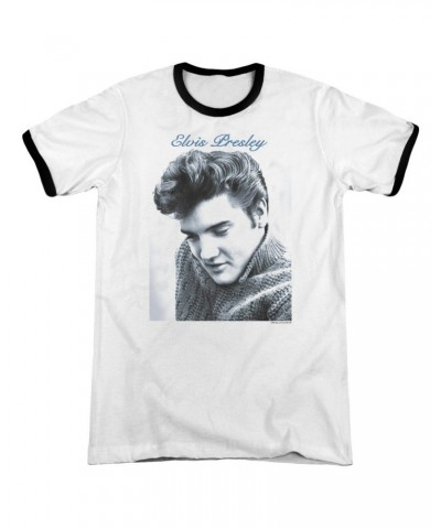 Elvis Presley Shirt | SCRIPT SWEATER Premium Ringer Tee $6.60 Sweatshirts
