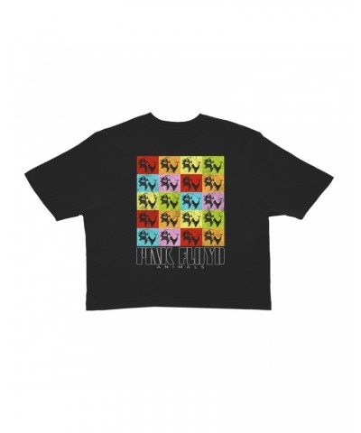 Pink Floyd Ladies' Crop Tee | Animals Album Pop Art Distressed Crop T-shirt $11.32 Shirts