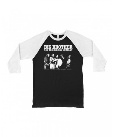 3/4 Sleeve Baseball Tee | Featuring Janis Joplin Black and White Photo Big Brother and The Holding Co. Shirt $10.48 Shirts