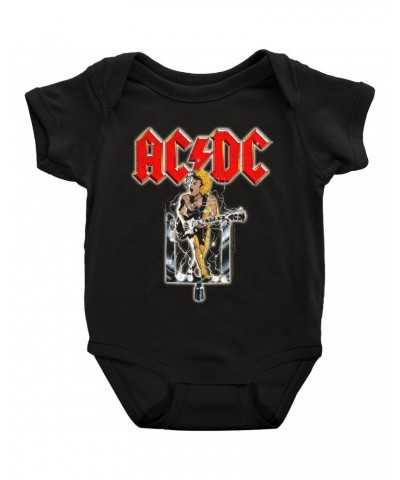 AC/DC Baby Short Sleeve Bodysuit | Angus On The Switch Distressed Bodysuit $9.58 Kids