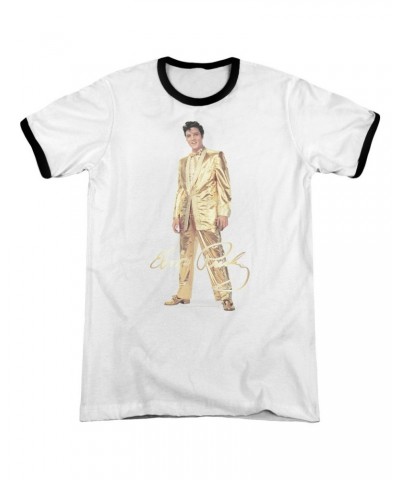 Elvis Presley Shirt | GOLD LAME SUIT Premium Ringer Tee $10.78 Shirts